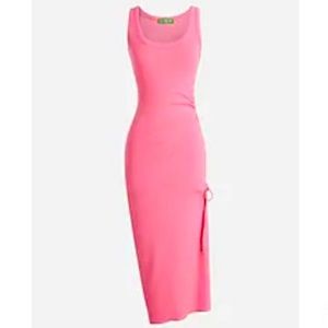 NWOT J. CREW Ruched Midi Dress in Vintage Rib - Flamingo Pink- Small
